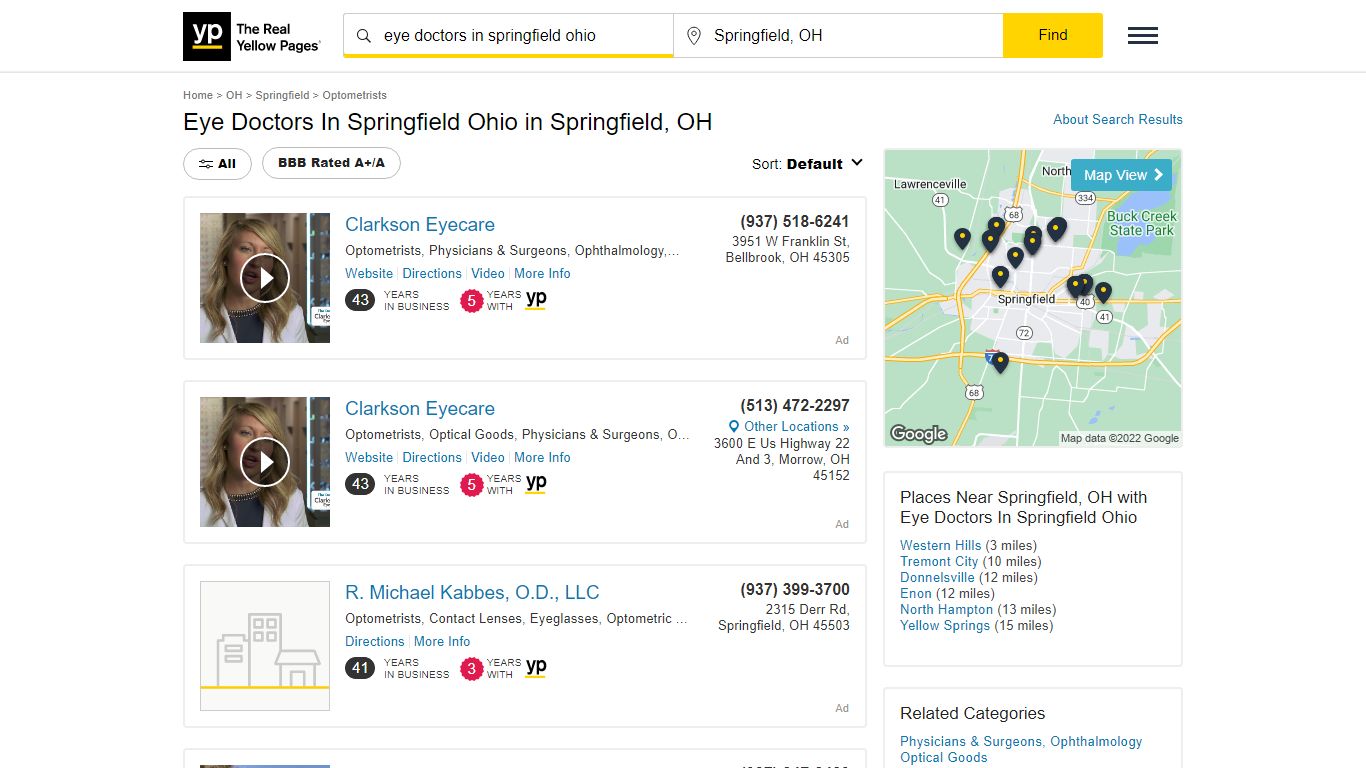 Eye Doctors In Springfield Ohio in Springfield, OH - Yellow Pages